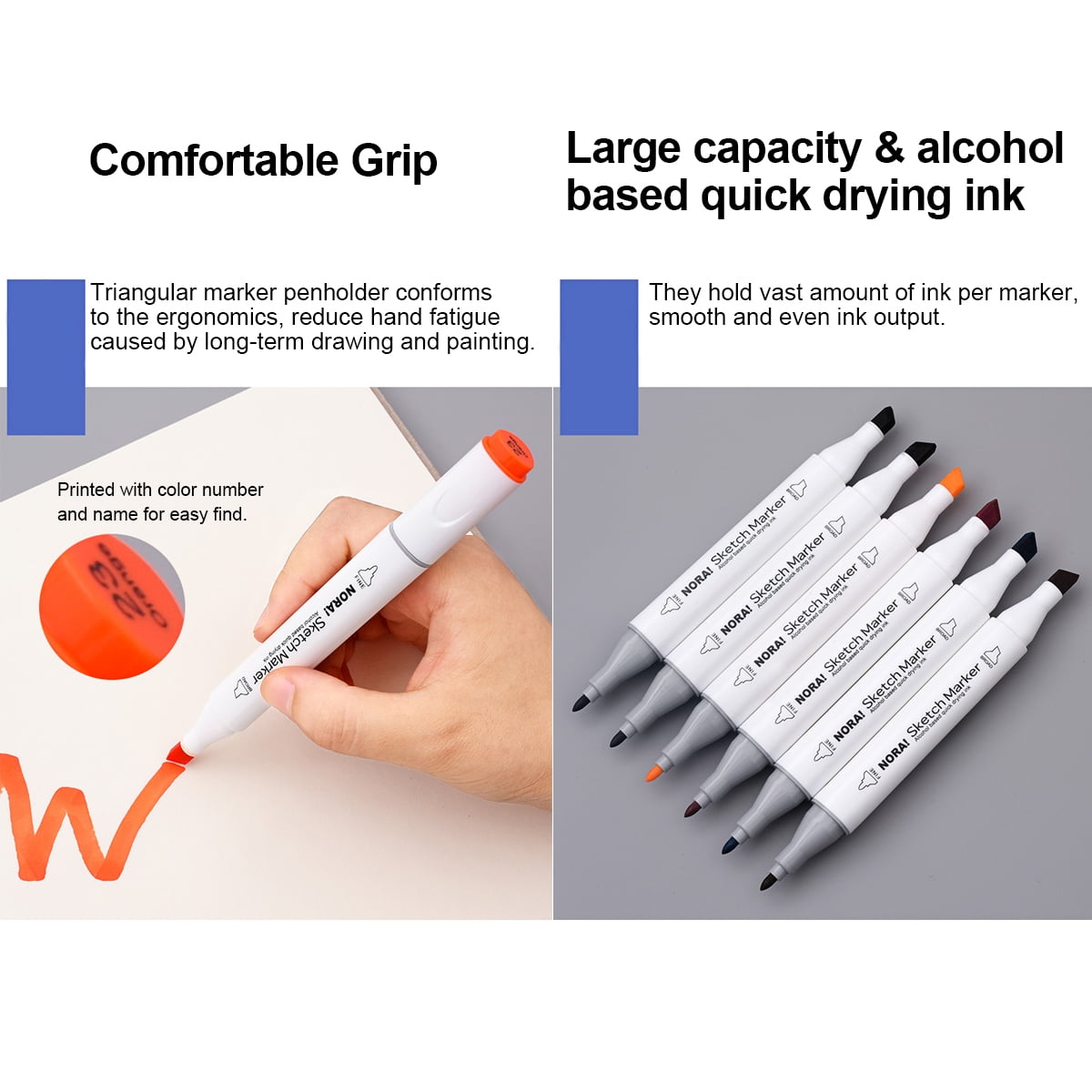 Kentew 6PCS Practical Colorful Student Creative Stationery Double Head Marker Pen Permanent Markers